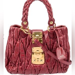 MIU MIU Pink Leather Tote Bag
